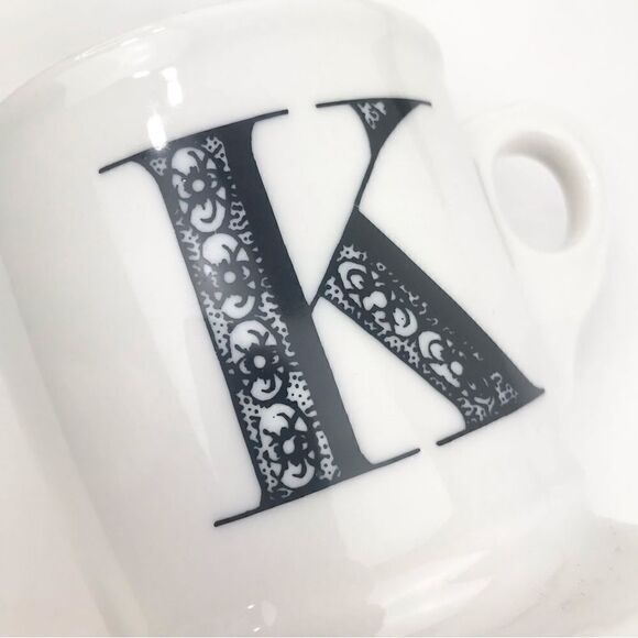 Anthropologie White Monogram K Pedestal Mug - Picture 4 of 12